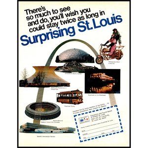 1970 Surprising St. Louis Travel Tourism Vintage Print Ad Freedom Arch Busch